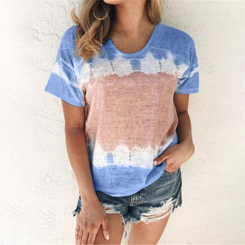 

Loose Print T-shirt Women Short Sleeve Shirts Plus Size Blue Aesthetic Tshirt Woman Summer Gray Purple T Shirt Female Tops 5XL