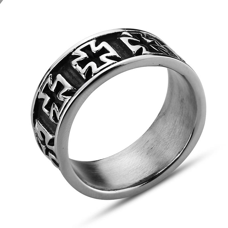 

316 Stainless Steel Cross Men Ring Punk Retro Jesus Crusader Finger Ring Biker Gothic Fashion Jewelry to Husban Gift