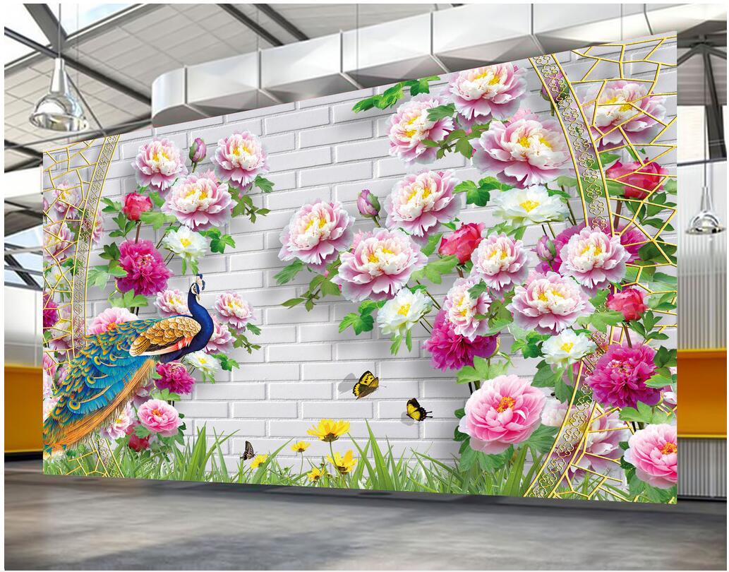 

custom photo 3d wallpaper Chinese beautiful peony flower peacock background home decor living room 3d wall murals wallpaper for walls 3 d, Non-woven wallpaper