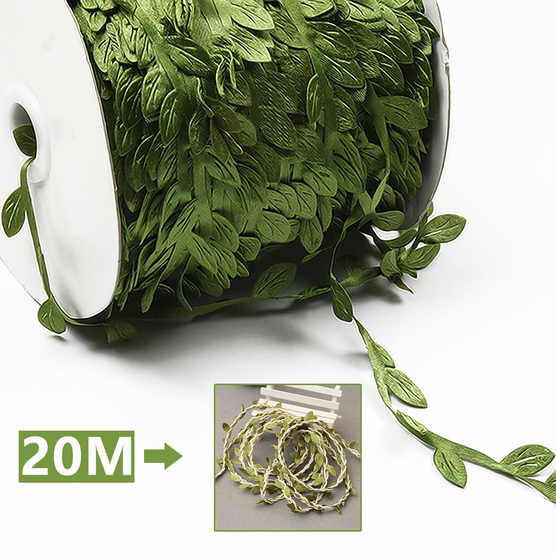 

1Pc 20m Artificial Flowers Vine Christmas for Home Wedding Car Decor Accessories Fake Plants Leaf Vine DIY Wreath Gifts, Green