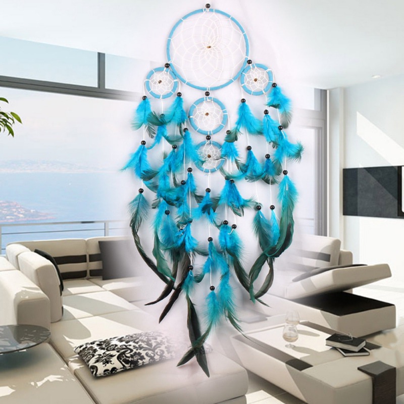 

Big Dreamcatchers Wind Chime Net Hoops With 5 Rings Dream Catcher For Car Wall Hanging Plaint Ornaments Decoration Craft Free Shipping