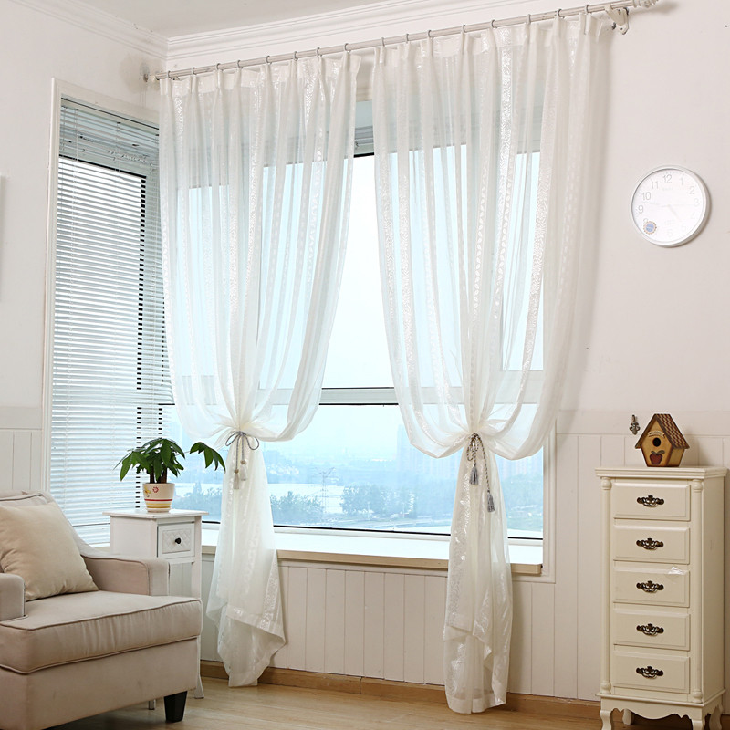 Elegant White Sheer Curtains For Bedroom Jarl Home Tulle Jacquard