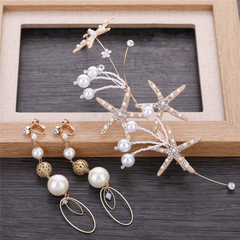 

Korean Bride Marry Accessories Wedding Dress Headwear Celestial Immortals Beautiful Exceed Immortal Pearl Starfish Manual A String Of Beads