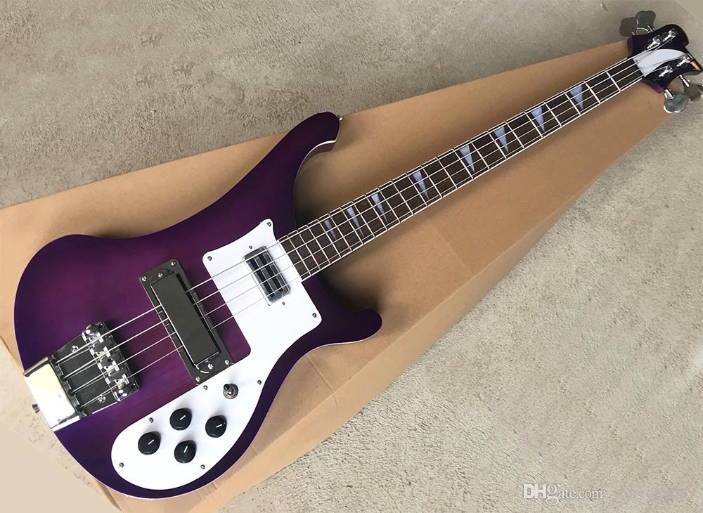 Fabricants personnalisés en gros et au détail Prix optimal personnalisé pourpre 4 cordes basse guitare électrique avec cou en acajou, corps et di