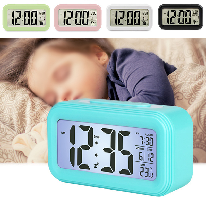 

LED Smart Light-Sensitive Alarm Clock Digital Mute Electronic Mini Travel Desk easy to carry and travel