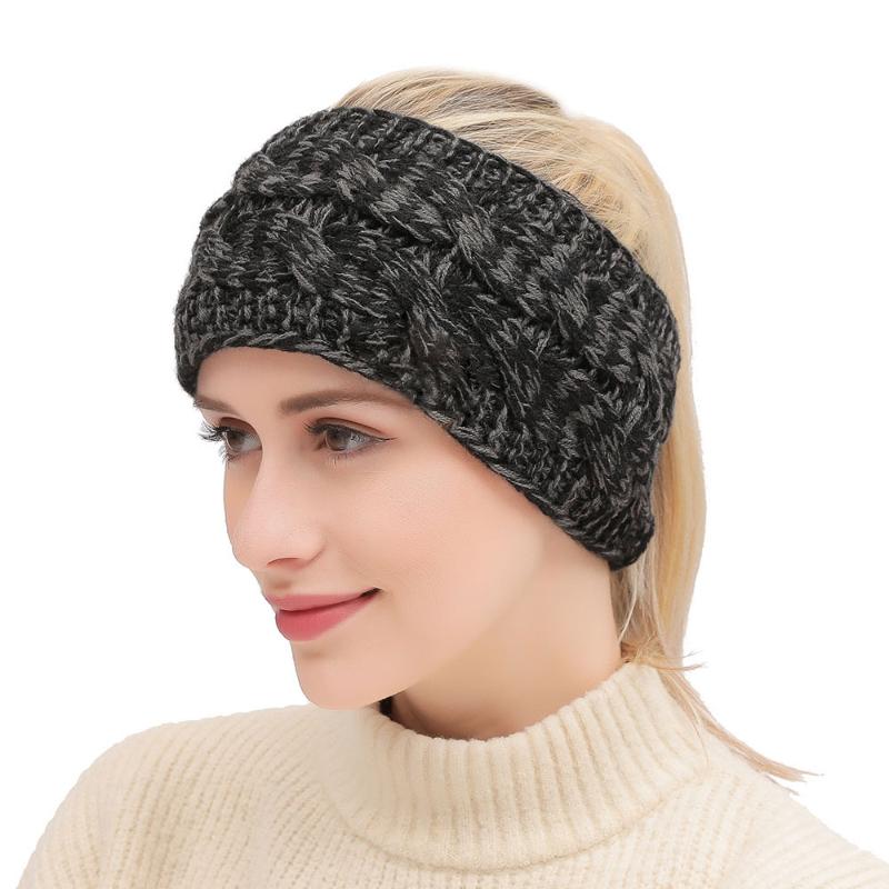

2020 Winter Ear Warmer Headband Women Elastic Wide Knitted Headband Head Wrap Hairband Girls Elegant Hair Band Accessories