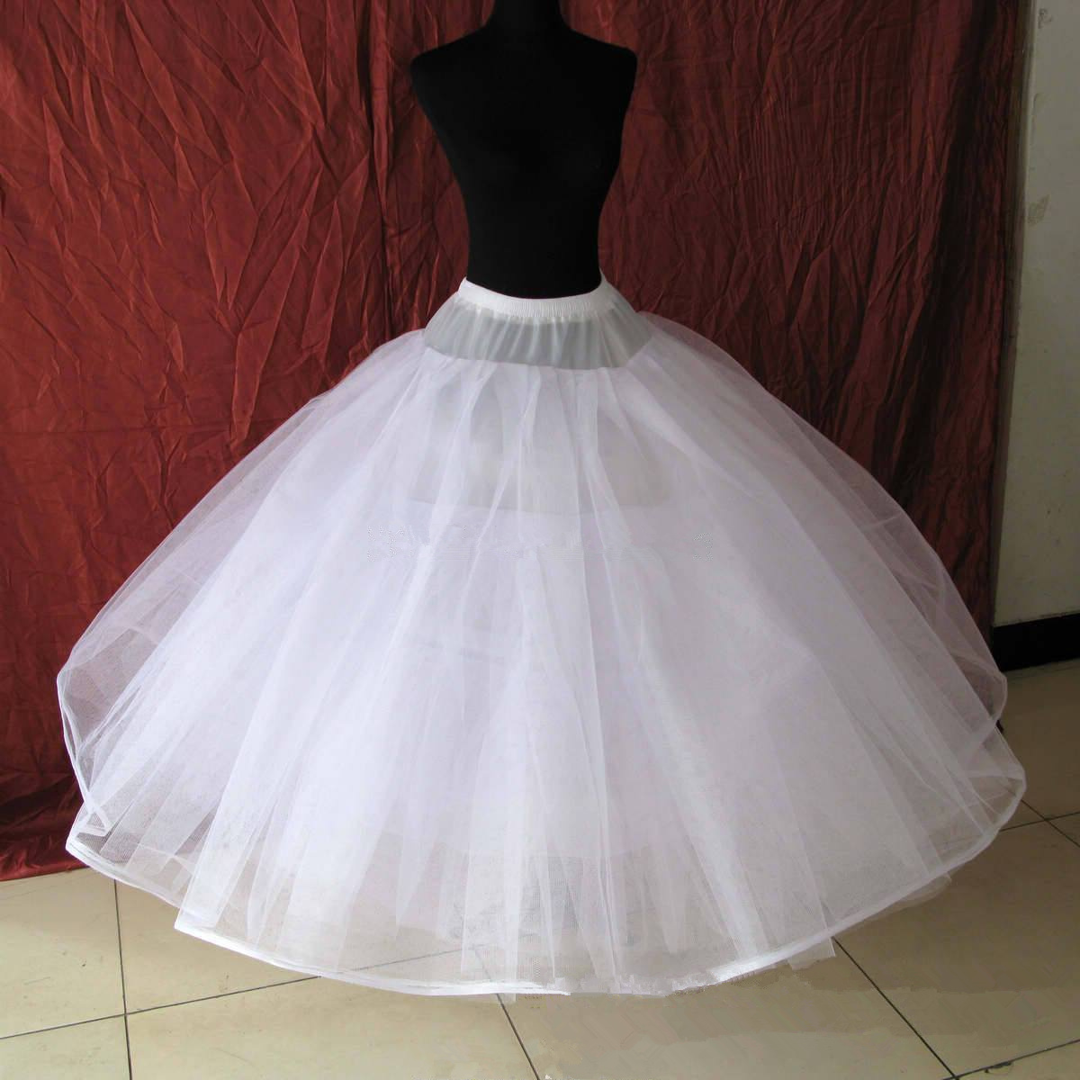

No Hoop 6 Layers Net Plus Ball Gown Dress Bridal Women's Crinoline Petticoat Underskirt Waist with Elastic for Wedding, White