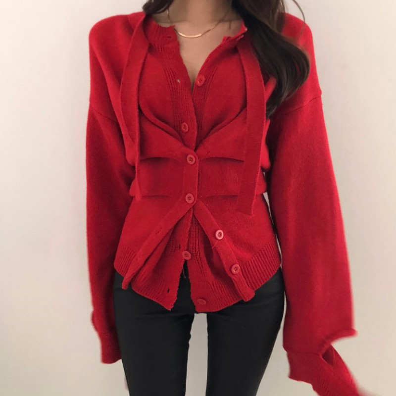 

Fashion Women's Sweater Irregular Sexy Sweater Women Single-breasted Cardigan Women Korean Spring Autumn Woman New 2019, Gray