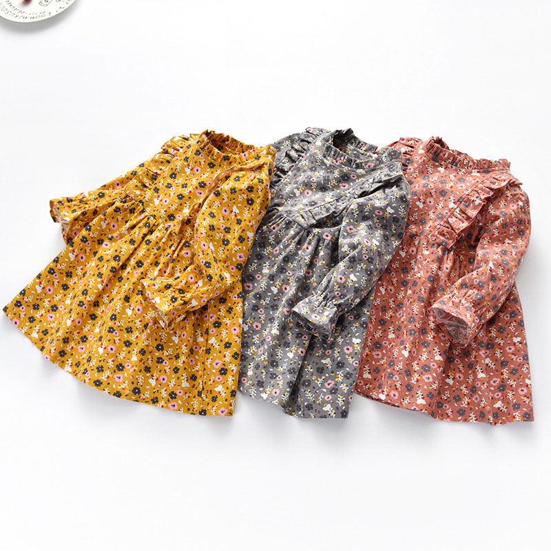 

Girls A-Line Dresses Ruffle Lace Long Sleeve Mini Dress Baby Girl Clothes Girls Autumn Pleated Dress 07, Gray