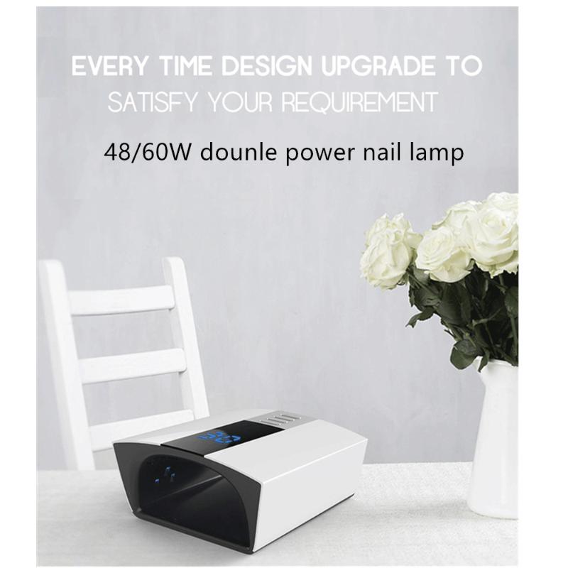 

60W Nail Lamp Infrared intelligent induction 30pcs LED/UV Double light source lamp beads Intelligent display time, White