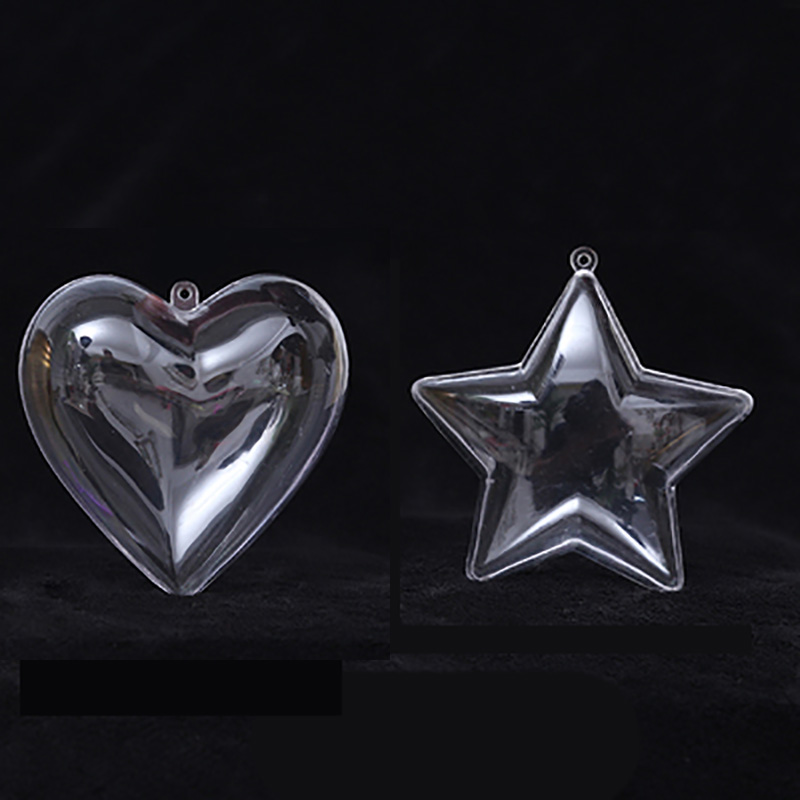 

Clear Christmas Tress Decorations Heart Star Transparent Open Plastic Clear Ornament Tree Decorations Xmas Supplies Candy Ball