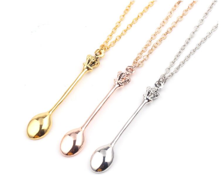 

Necklace Snuff Pendant Sniffer Powder Spoon Tea Mini Wax Oil Style Fashion Vintage Scoop Alice Wholesale Snorter Metal Crown Wonderland Feuw, Silver