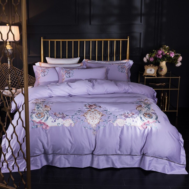 

100 % Egyptian cotton purple bedding set king duvet cover and pillow cases, Blue