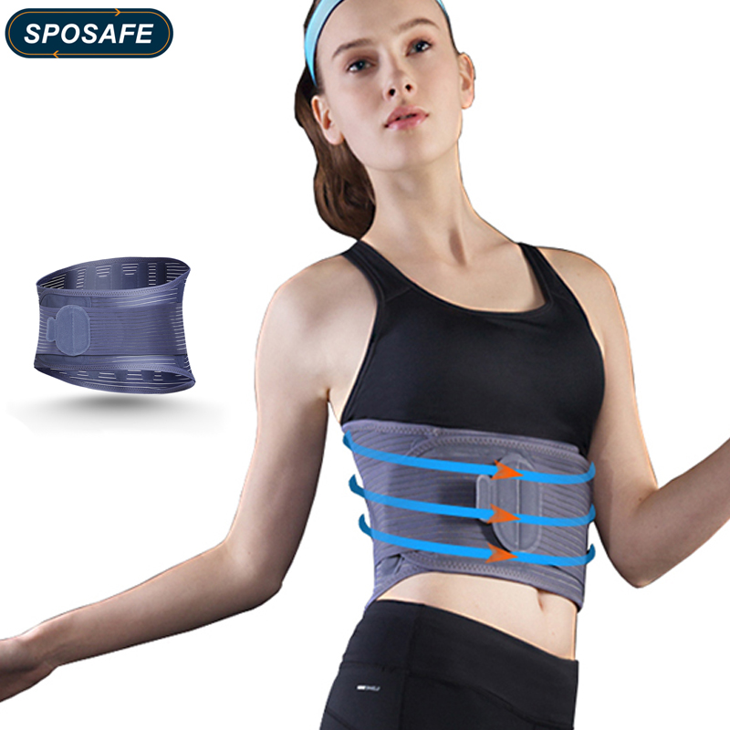 

SPOSAFE Lumbar Support Waist Pain Back Supporting Brace Fitness Weightlifting Belts Sports Safety Corrector for Men Women, As pic