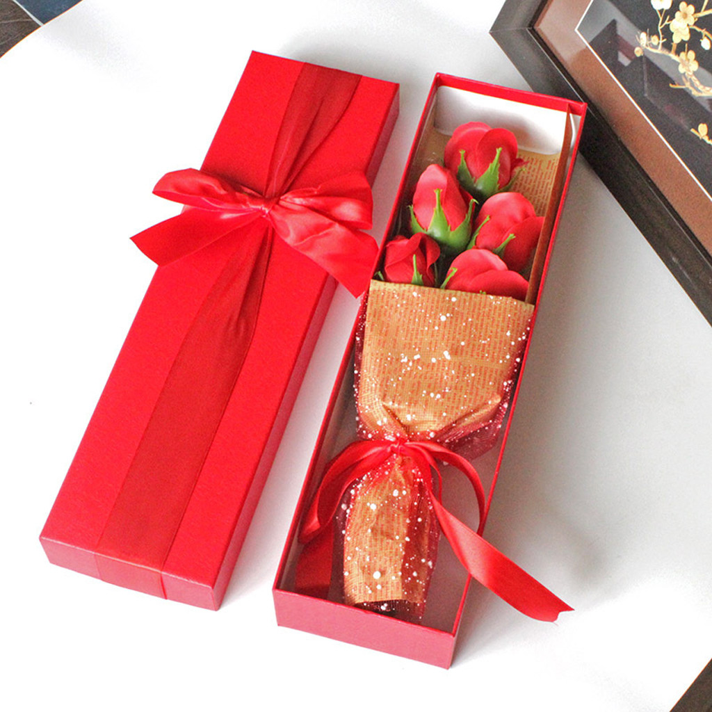 

Roses Soap Flower Soap Gift Box Valentine's Gifts Wedding Decoration Gift 5pcs Rose Bouquet Birthday base new&F10, Bu