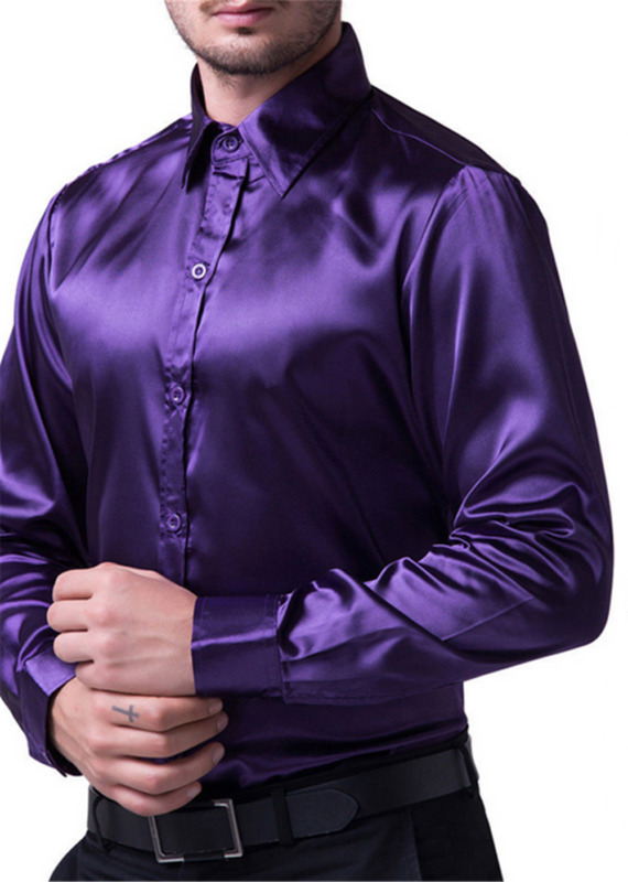 

Men England Style Tuxedo Shirts Turn-down Collar Full Sleeve Length Single Breasted Closure Type Solid Pattern
