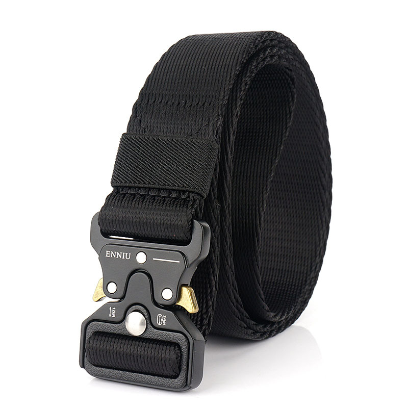 

tactical belt male fan canvas outdoor belt special forces training expand nylon camouflage, Black