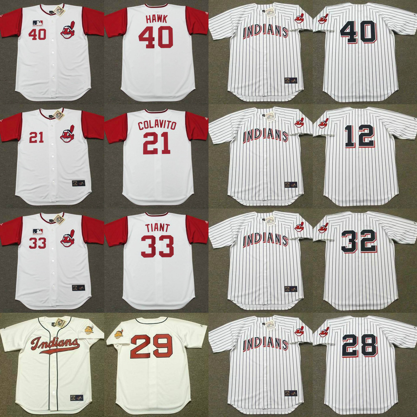 

Cleveland 25 VIC DAVALILLO 17 CHICO SALMON 8 RAY FOSSE 48 SAM McDOWELL 40 KEN HARRELSON ROCKY COLAVITO LUIS TIANT baseball jersey