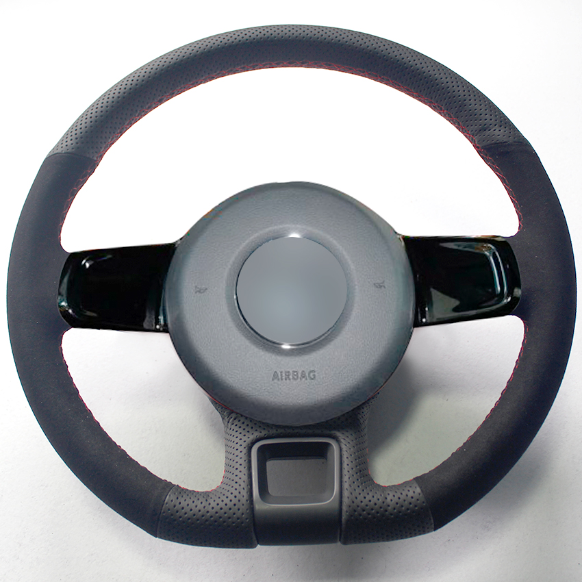 Black Suede Leather Car Steering Wheel Cover for Volkswagen Beetle 2012-2016 Up 2013-2016 auto Steering Covers-image-511732528