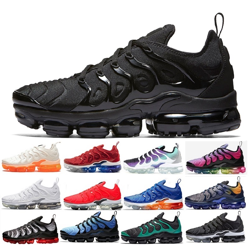 Nike air max vapormax TN Plus Olive En Métallique Blanc Argent Hommes Chaussures Pour Running Mâle Chaussure Pack Triple Noir tout blanc Chaussur