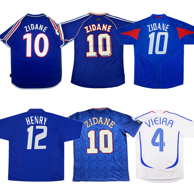 

2010 Retro French ZIDANE Classic Soccer Jersey 1984 86 1996 1998 2000 2002 2004 2006 HENRY VIEIRA ANELKA Ancient football shirt
