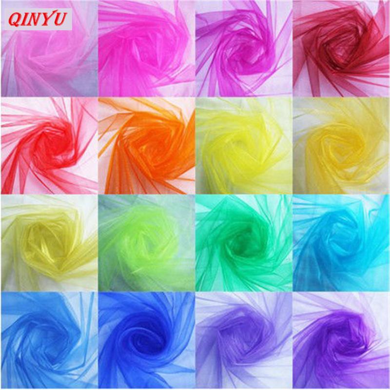 

48CM * 10M Sheer Crystal Organza tulle roll Fabric For Wedding Birthday party Decoration fabric white pink blue purple red 5Z, Black