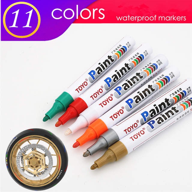 

colorful Markers waterproof lasting White Marker tire tread rubber fabric Paint metal face Permanent Painting Pen stationery Writing Pens School Stationary Tools