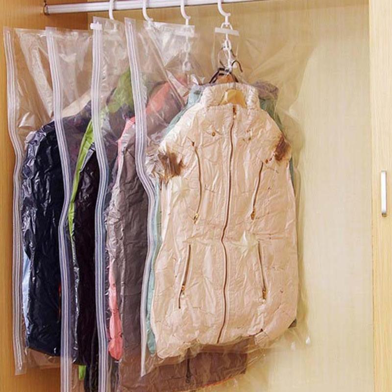 

Vacuum Seal Compressed Space Saving Clothes Hanging Storage Bag Anti-dust Cover Organizer Saving Seal Packet, Transparent