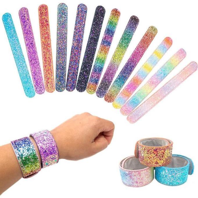 

Girls Mermaid Sequins Slap Snap Bracelet Shining Wristband Fashion Party Kids Boys and Girls Jewelry Colorful Kid Birthday party Gift C1550, Message your colors