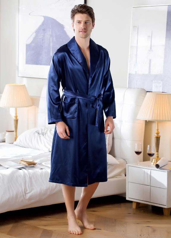 

Men Long Sleeve Satin Sleep Robe 2020 New Sleepwear Nightgown Casual Solid Rayon Home Shirt Luxury Kimono Spa Bathrobe Dress, Yellow