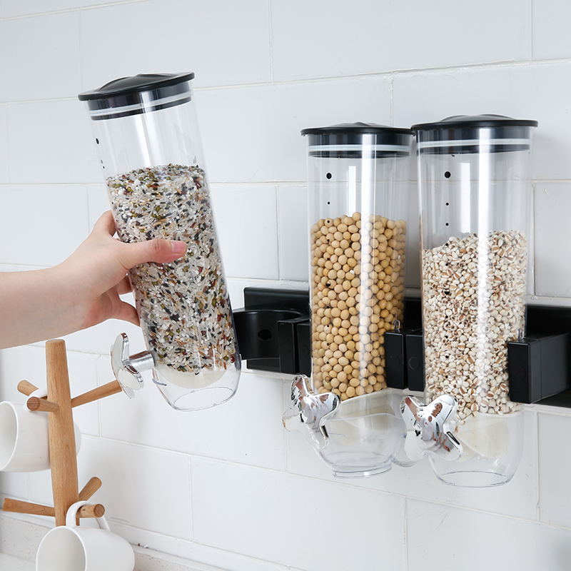 

Storage Box Of Grains Kitchen Wall-mounted Grain Storage Jar Sealed Jar Of Rice Beans Oatmeal Distribution Machine