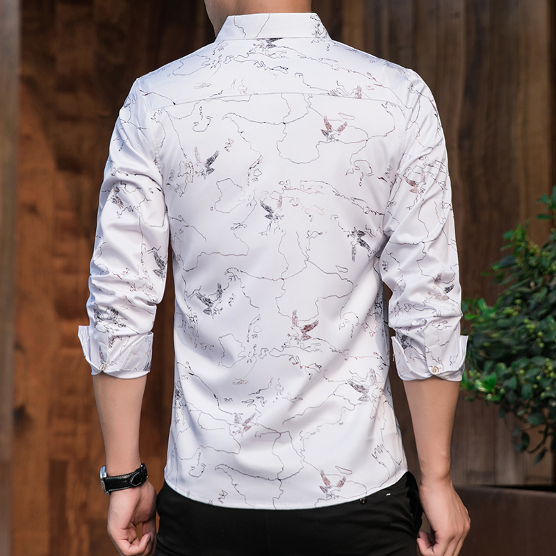 

Plus Size 5XL 6XL 7XL Men's Print Shirt 2020 New Spring and Autumn Fashion Casual Long Sleeve Shirt Male Brand Clothes, Black