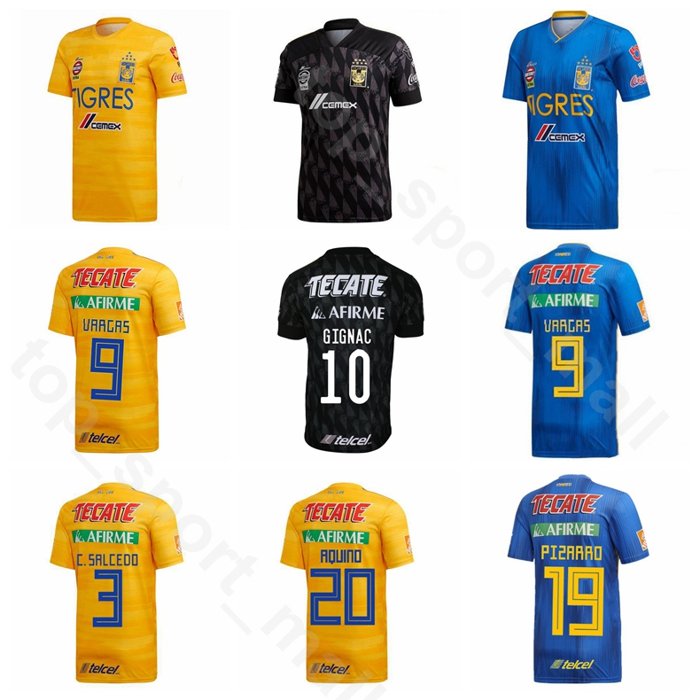 

2020 Soccer Tigres UANL Jersey 10 GIGNAC 9 VARGAS 3 C.SALCEDO 19 PIZARRO 5 CARIOCA 20 AQUINO 28 RODRIGUEZ Football Shirt Kits, Yellow
