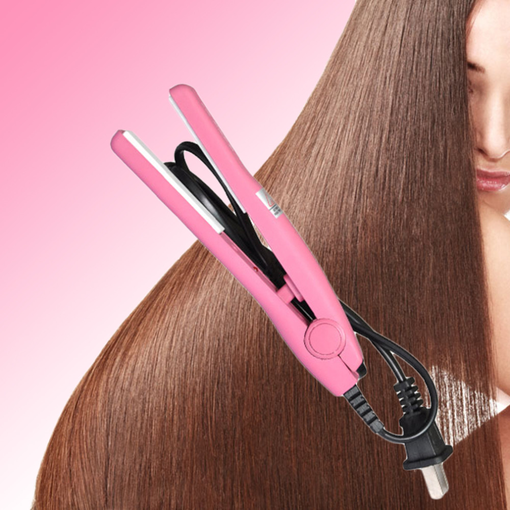 

Professional Mini Hair straightener Iron Pink Ceramic Portable Electronic Hairs Straightening Styling Tools Hair