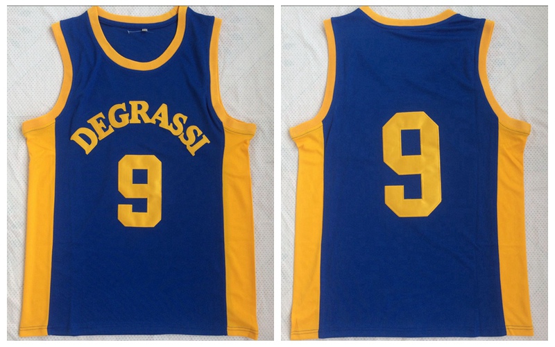 

Drake Jimmy Brooks #9 Degrassi Community School Basketball Jerseys Blue Degrassi High School Moive Basketball Jersey Uniform