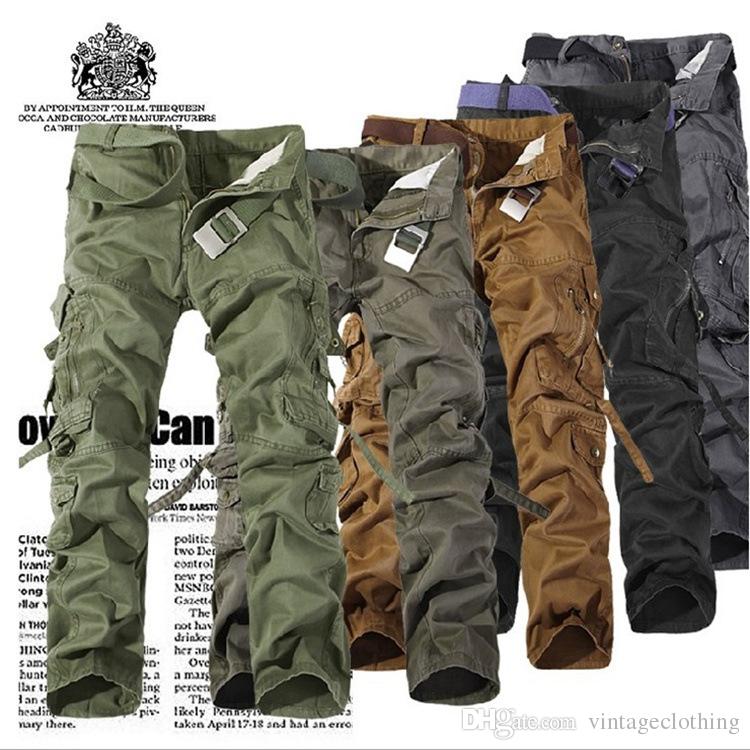 

Men's Pants Mens Solid Fashion Streetwear Casual Cargo Male Pockets Colorful Clothing Plus Size, Orange
