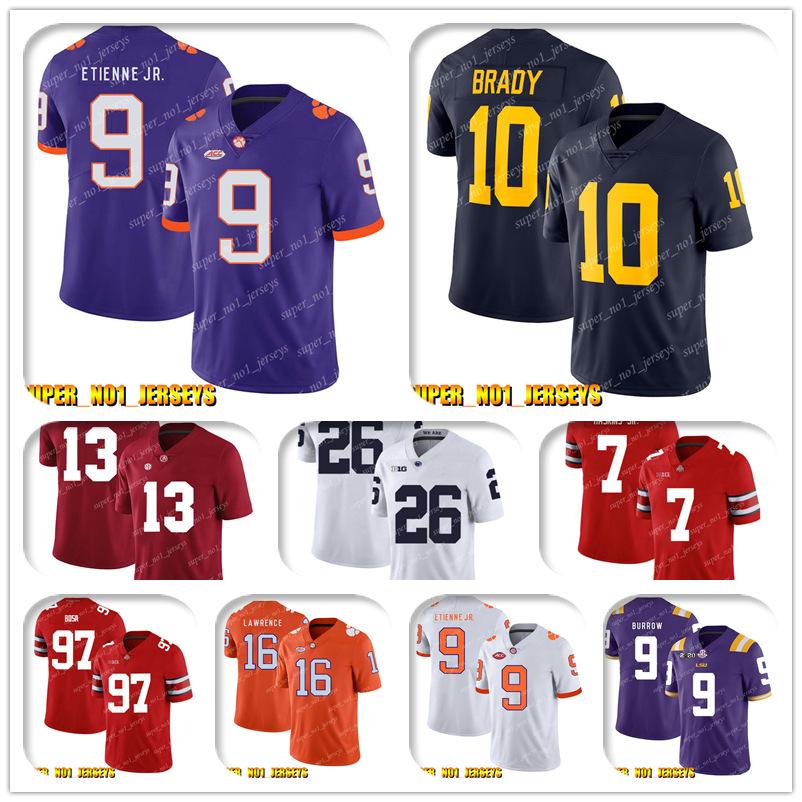 

NCAA Travis Etienne Jr. 10 Tom Brady Wolverines College Football Jersey Lamar Jackson Mark Ingram Marquise Brown Justin Tucker Earl Thomas