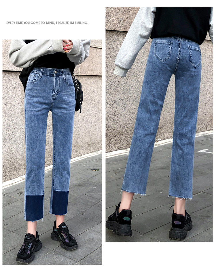 

The Blue Straight Jeans Female Loose Show Thin
