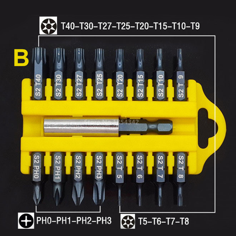 

17pcs Security 60mm Torx Hex Star Bit Magnetic Holder Maintenance Screwdriver
