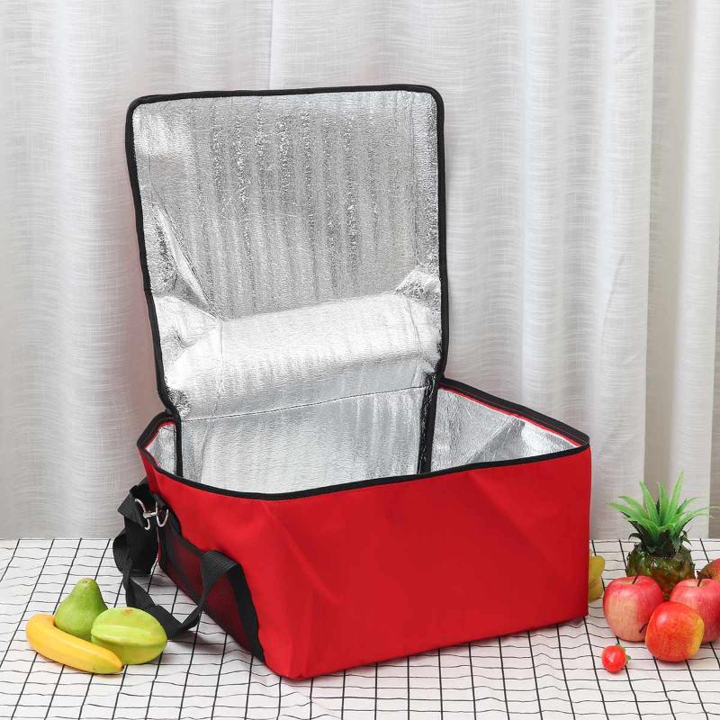 

16" Waterproof Large Capacity Folding Thermal Insulation Insulation Package Pizza Insulated Bag Cooler Lunch Bag Oxford Cloth, Black