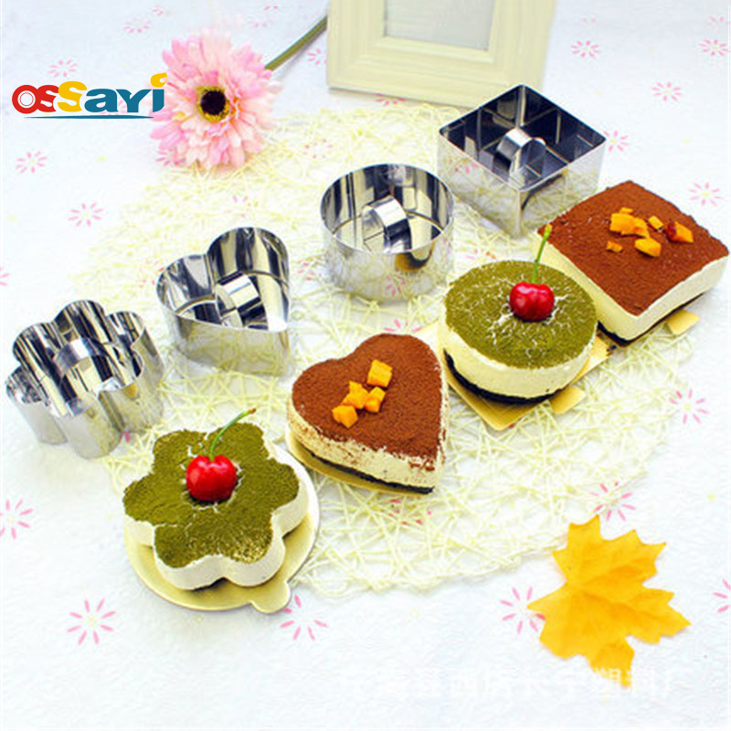 

5 Shapes Cake Molds DIY Stainless Steel Cake Moulds Fondant Cookie Biscuit Mold Cutter Baking & Pastry Tools Bakeware