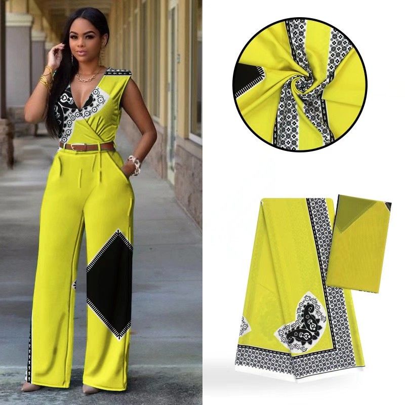 

4Yards Nice looking yellow backgroud printed african audel.modell silk lace fabric and 2Yards chiffon scarf for dress VS7-1, Black;white