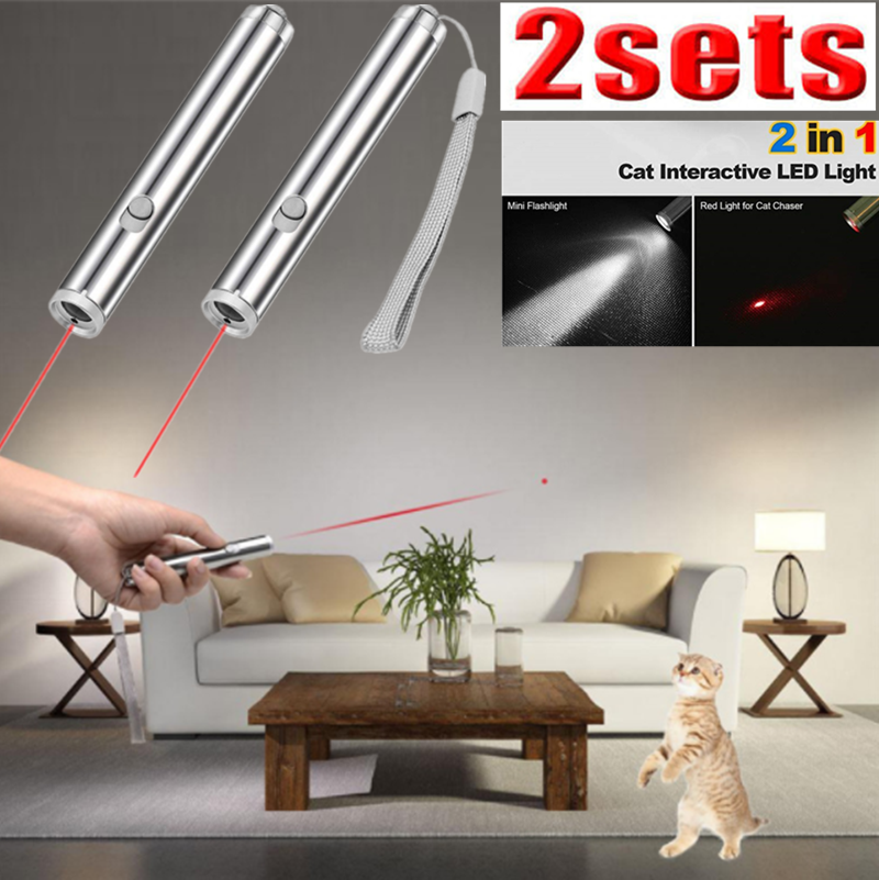 

2PACK 10Miles Military Grande 650nm Red AA Laser Pointer Pen w/ 2000Lumen LED Torch Flashlight Lazer Dog Cat Pet Toy