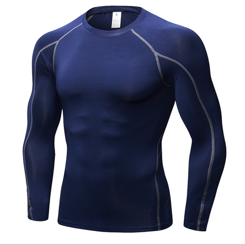 

Men' Quick Dry Running T Shirt Men Fitness T-Shirt Rashguard Tights Gym Sportswear Long Sleeve Basketball Bodybuilding Clothes, Black