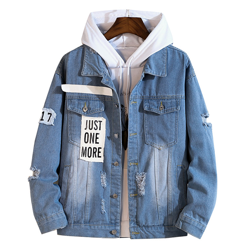 

2020 Spring Denim Jacket Men Hip Hop Cowboy Jackets Mens Streetwear Fashion Ripped Hole Jean Coats Plus Size Tops Male Clothing, 02