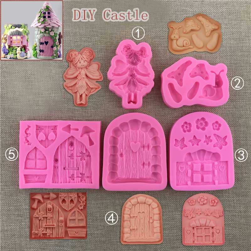 rosa para decoración de galletas Molde de silicona para hornear para puerta y ventana 2 unidades