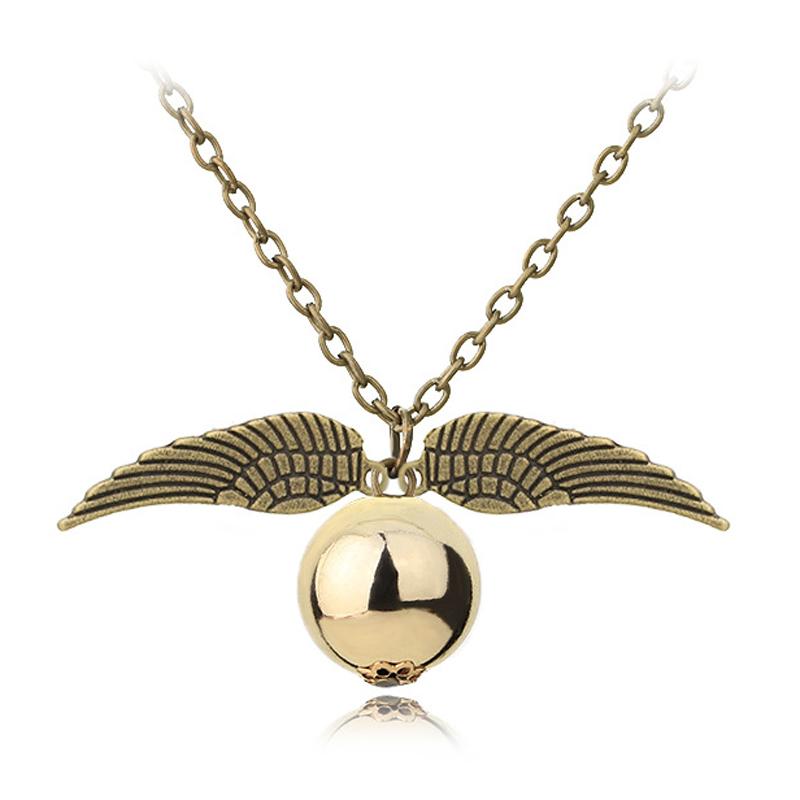 

Choker Ball Pendant Necklace Women Men Movie Accessories Snitch Vintage Ball Wings Feather Necklace