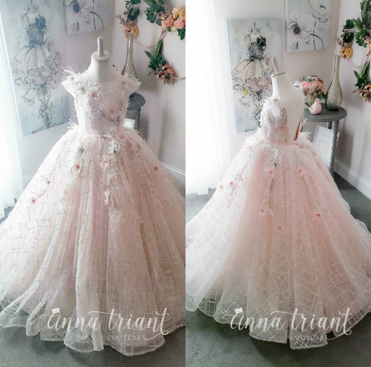 

2020 Luxury Little Girls Pageant Dresses Lace 3D Floral Appliqued Beads Jewel Neck Lace Flower Girl Dress for Wedding Backless Party Gowns, Fuchsia