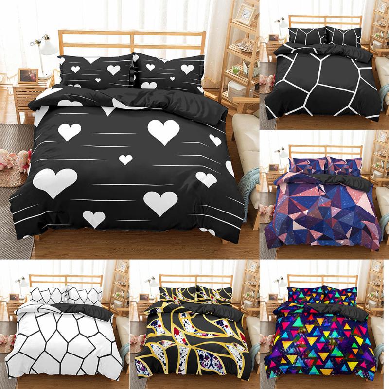 

Homesky Geometric Bedding Set Marble Pattern Duvet Cover Quilt Cover Pillowcase Comforter Bedding Sets Bed Linen, Cd270-7