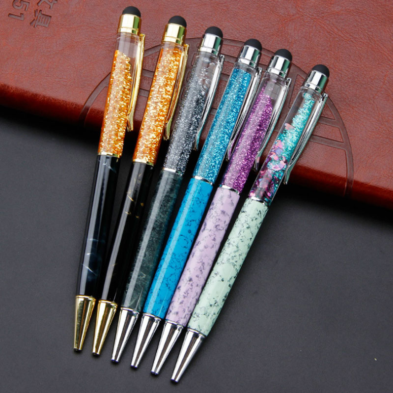 

Creative Oil Metal Student Stationery Gift Advertising Signature Crystal hourglass touch screen Ballpoint Pens School Supplies Free Shipping, Mixed
